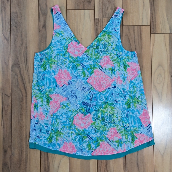 EUC! Lilly Pulitzer Lileeze Florin Reversible V Neck Top Bohemian Queen Size XS - Picture 9 of 12